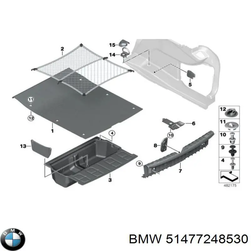 Malha da seção de bagagem BMW 51477248530 preço, a partir de 106,93 USD
