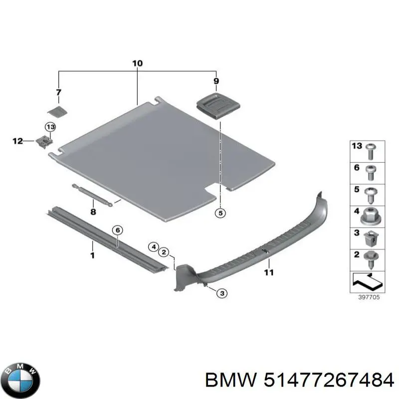 Puxador de estante de porta-malas BMW 51477267484 preço, a partir de 102,47 USD