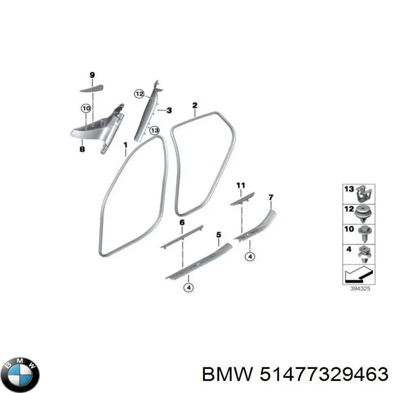 51477329463 BMW Placa sobreposta interna dianteira esquerda de acesso na porta
