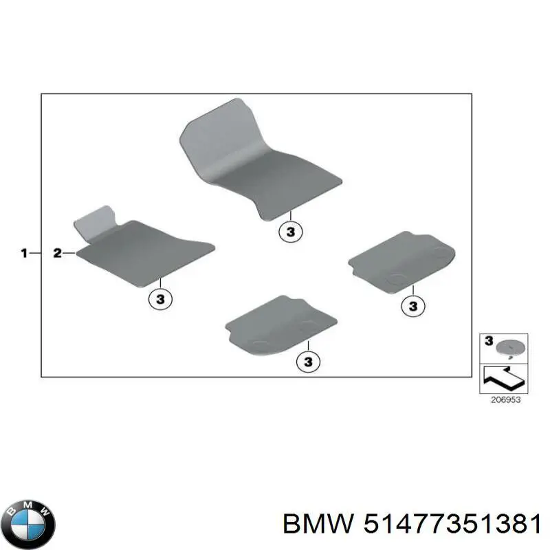 51477351381 BMW Tapetes dianteiros + traseiros, kit