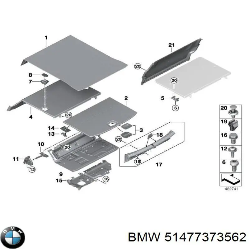 51477373562 BMW Cobrimento da seção de bagagem inferior