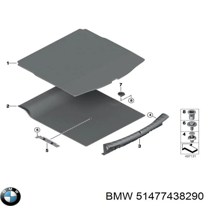 51477438290 BMW Cobrimento da seção de bagagem inferior
