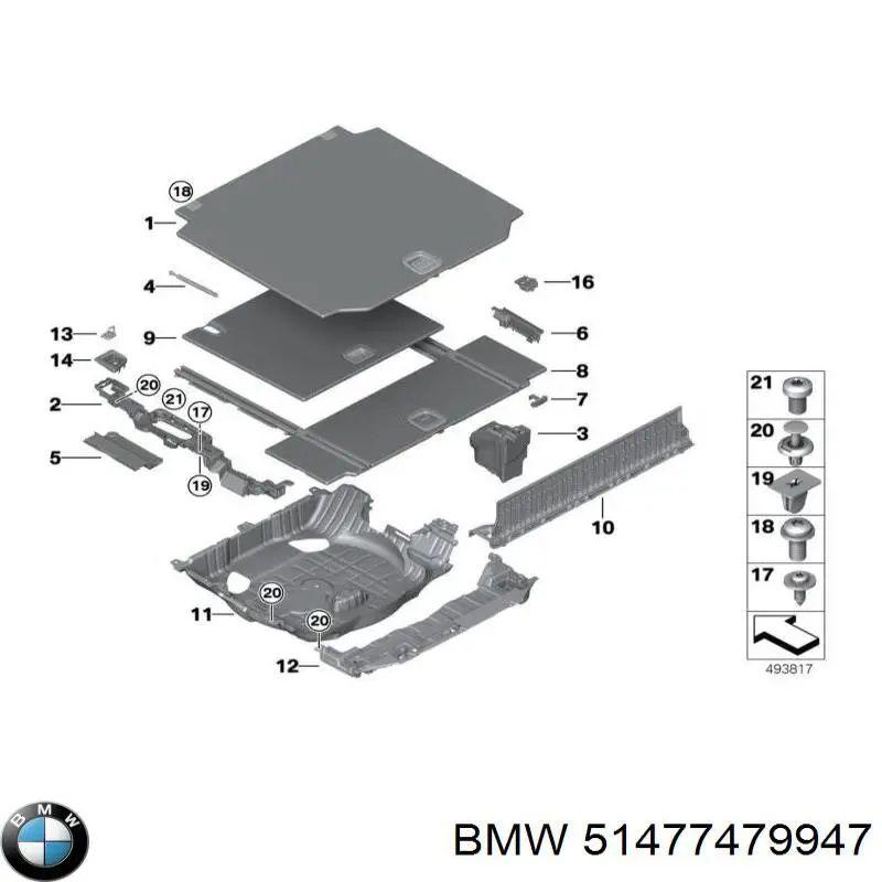 51477479947 BMW Cobrimento de painel traseiro de porta-malas