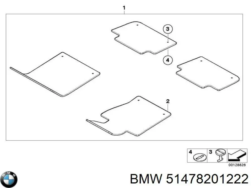 Tapetes dianteiros + traseiros, kit BMW 3  E46