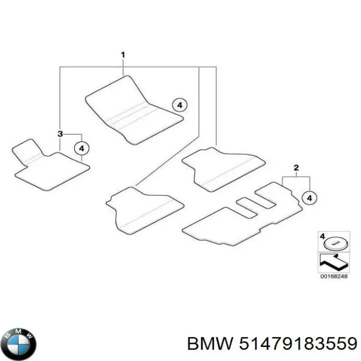 Compre 51477290024 BMW Tapetes dianteiros + traseiros, kit