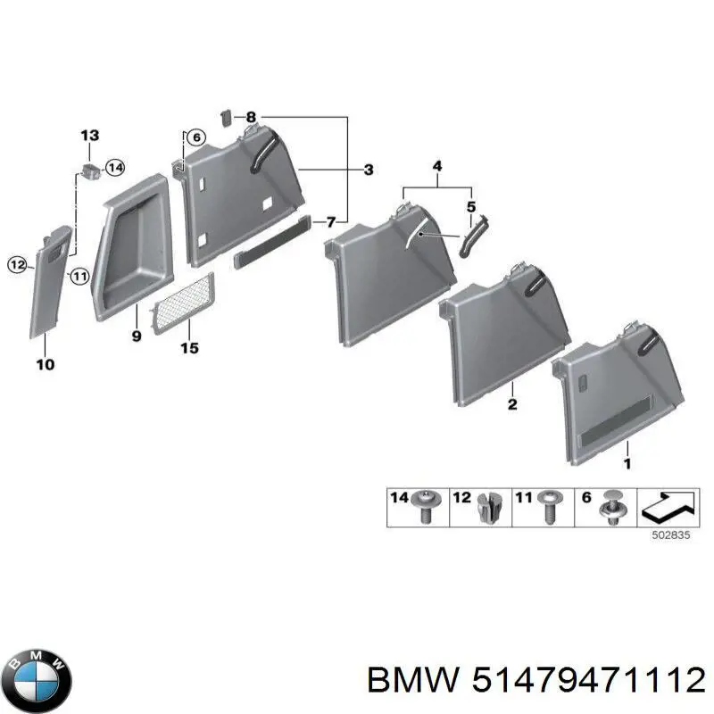51479471112 BMW Malha da seção de bagagem