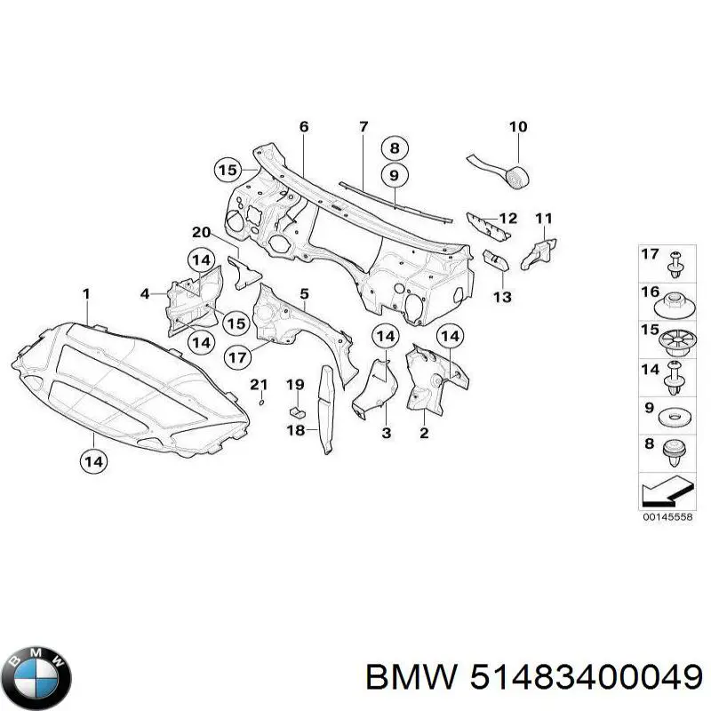Isolamento de ruído da capota BMW 51483400049 preço, a partir de 250,78 USD