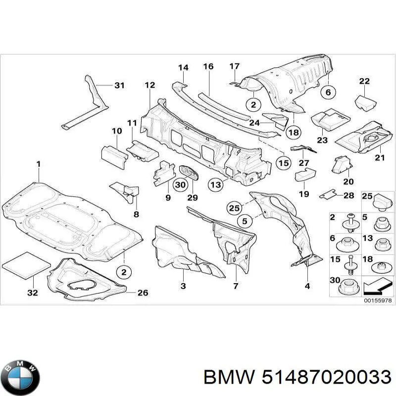 Isolamento contra o ruído do painel de motores BMW 51487020033 preço, a partir de 149,23 USD