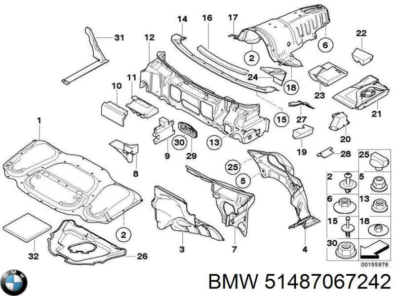 Isolamento contra o ruído do painel de motores BMW 51487067242 preço, a partir de 5,18 USD