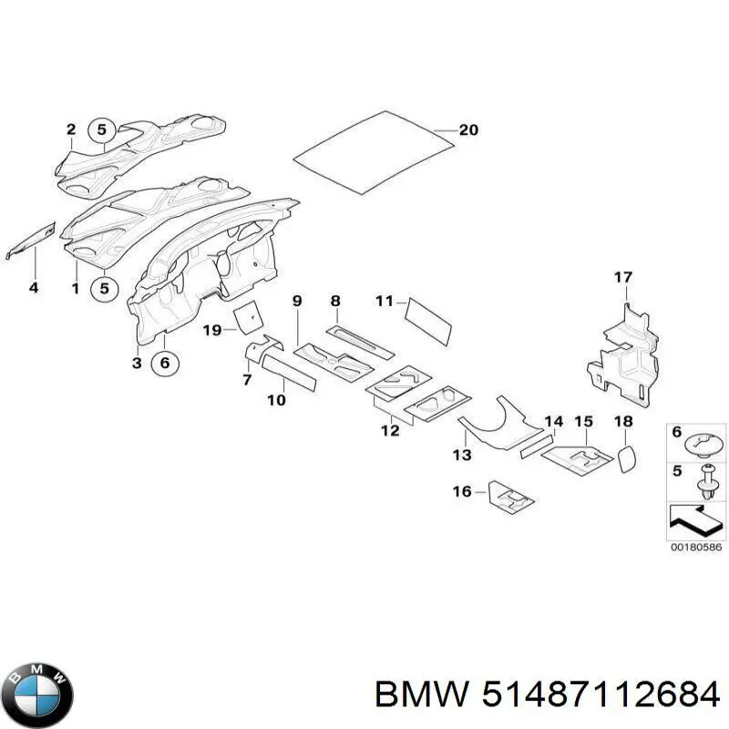  Isolamento de ruído da capota Mini Cooper hatchback (R50, R53) (2001 - 2006) 