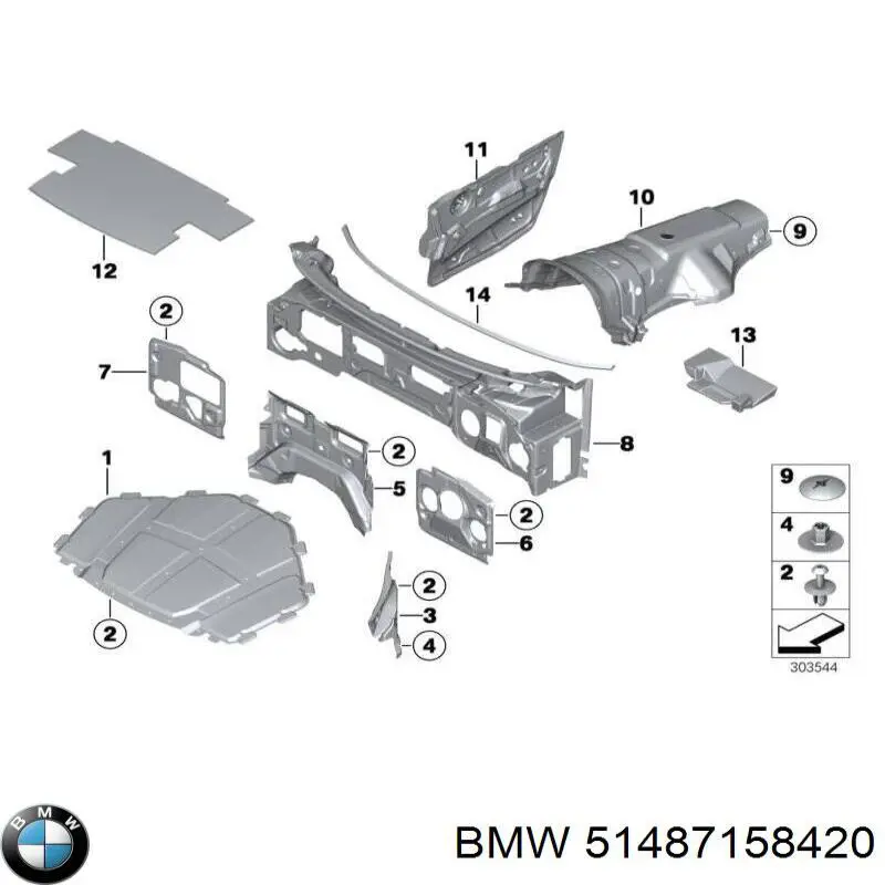 51487158420 BMW Isolamento de ruído da capota