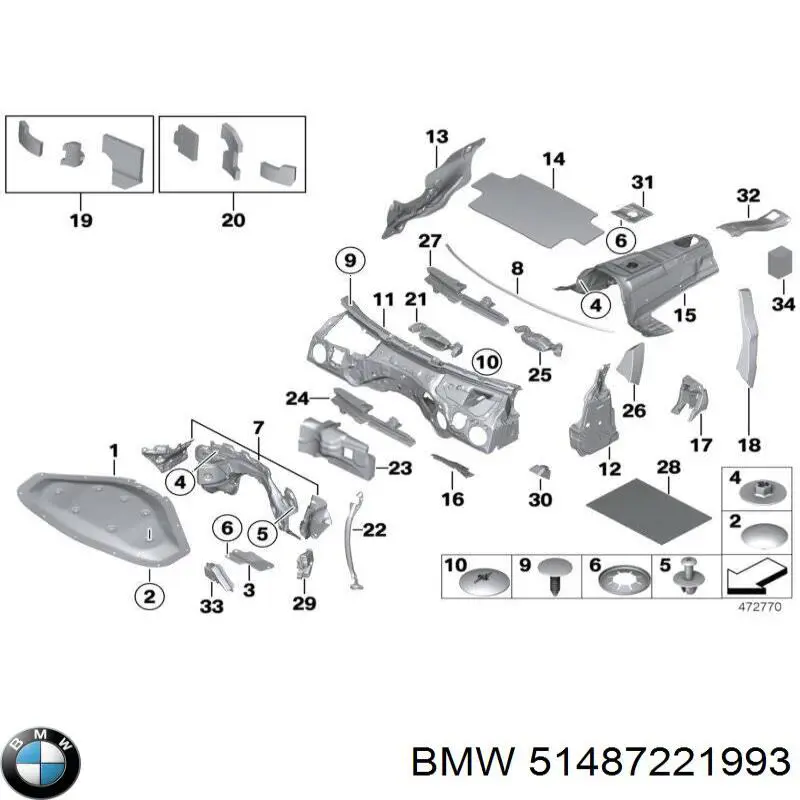 Compre 51487221993 BMW Isolamento de ruído da capota