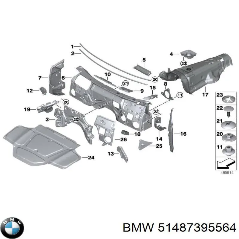 51487395564 BMW Isolamento de ruído da capota