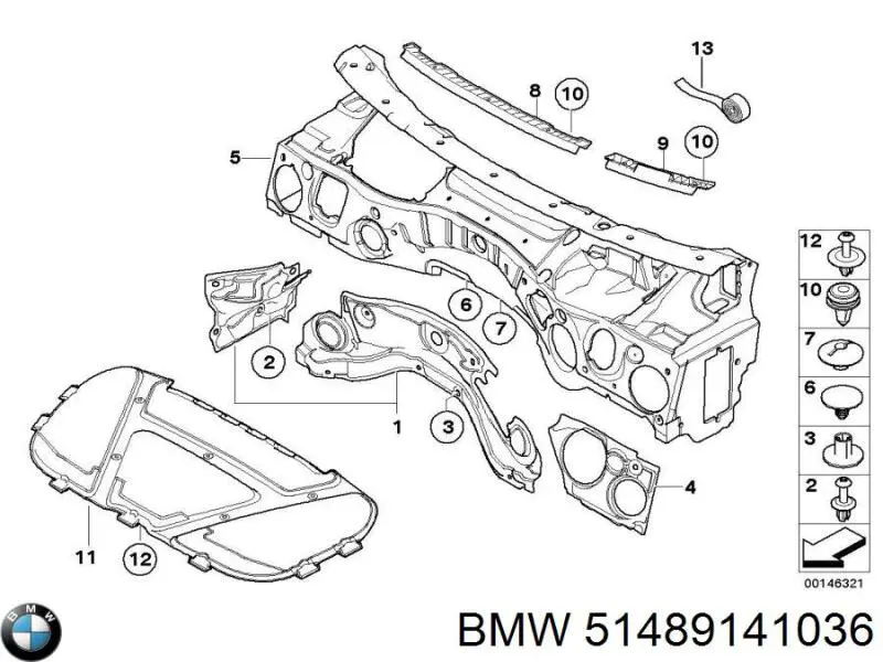 51489141036 BMW Isolamento de ruído da capota