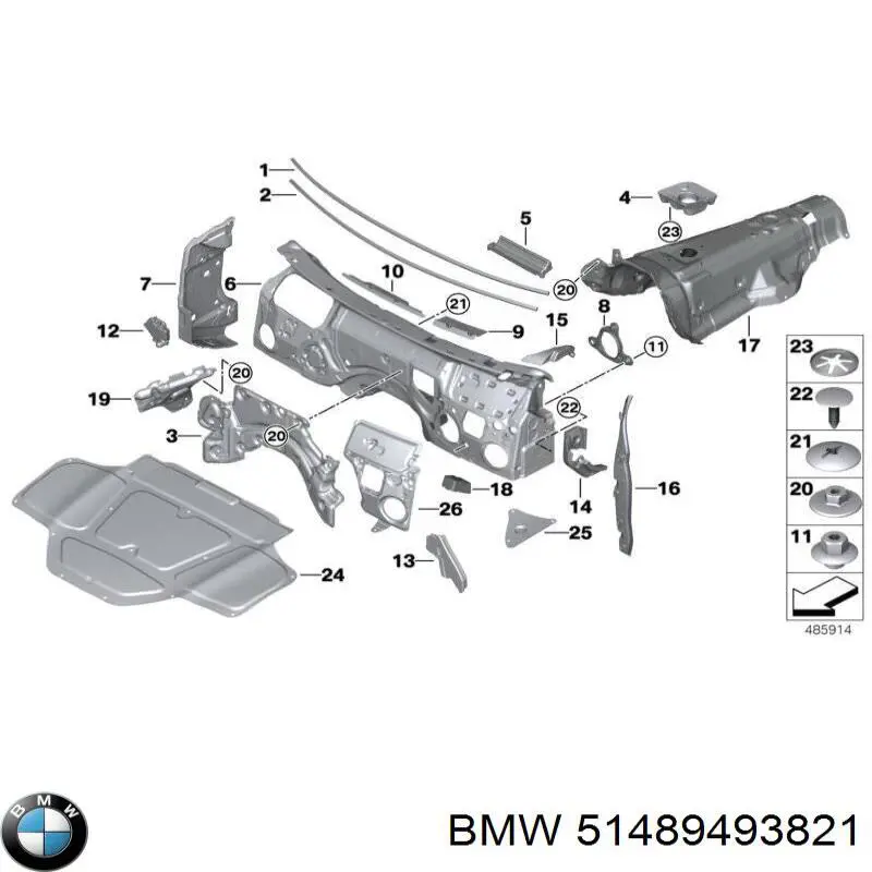 51489493821 BMW Isolamento contra o ruído do painel de motores