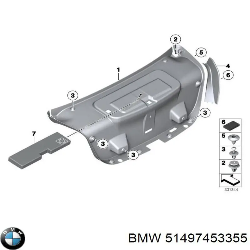 51497453355 BMW Placa sobreposta traseira esquerda de agueiro