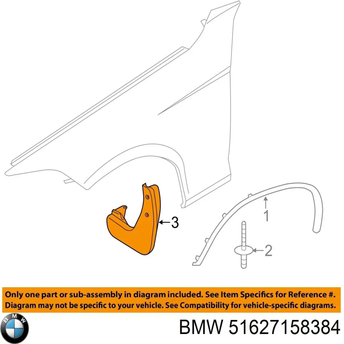 Escudo protetor contra o barro dianteiro direito do pára-lama traseiro BMW 51627158384 preço, a partir de 32,47 USD