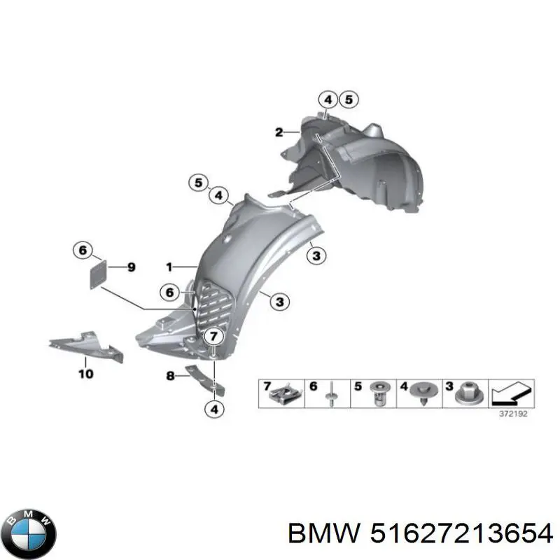 51627213654 BMW Protetor de lama dianteiro direito