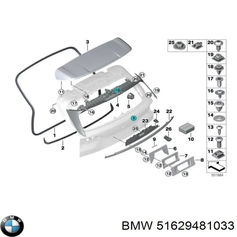 51629481033 BMW Spoiler de porta-malas (de 3ª/5ª porta traseira)