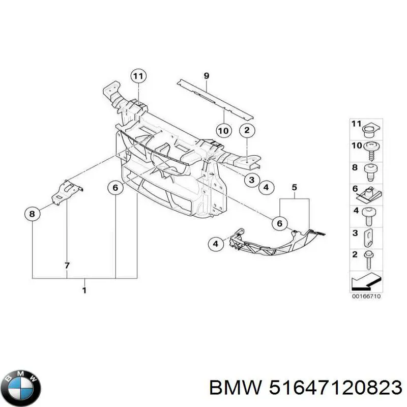 51647120823 BMW Consola (adaptador) de fixação da luz dianteira esquerda