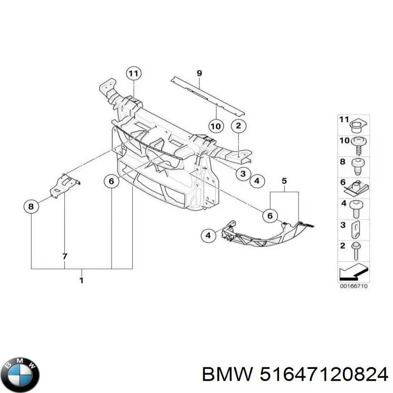 51647120824 BMW Consola (adaptador) de fixação da luz dianteira direita