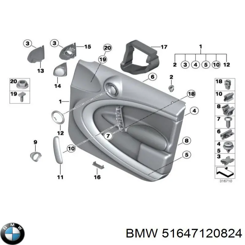 Consola (adaptador) de fixação da luz dianteira direita BMW 51647120824 preço, a partir de 60,00 USD