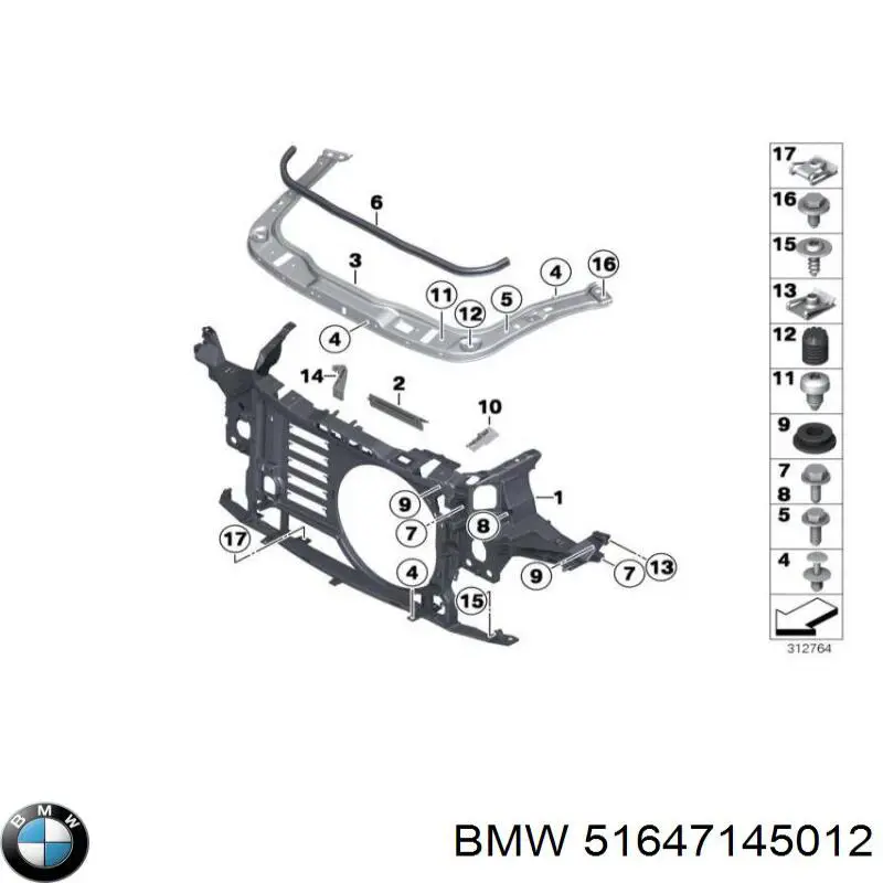 Compre 51647145012 BMW Carcaça de fixação do radiador