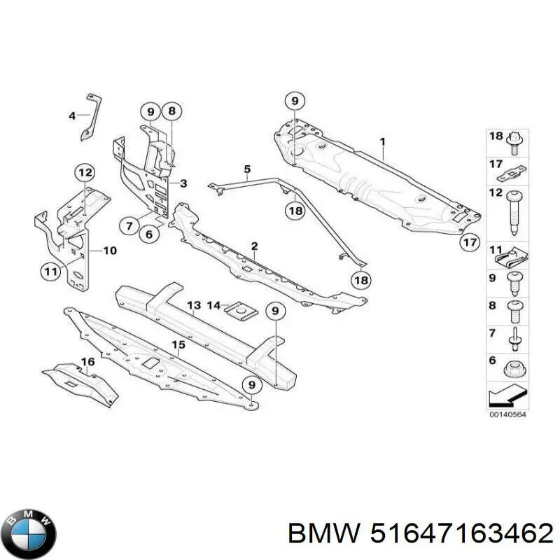 Compre 51647163462 BMW Suporte inferior do radiador (painel de montagem de fixação das luzes)