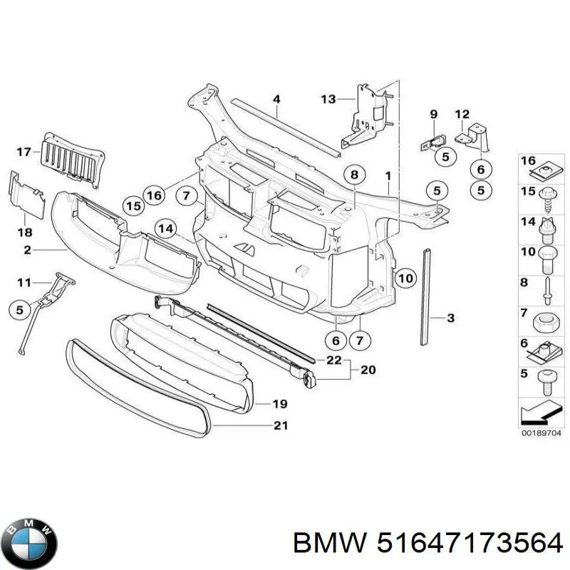 Compre 51647173564 BMW Suporte do radiador montado (painel de montagem de fixação das luzes)