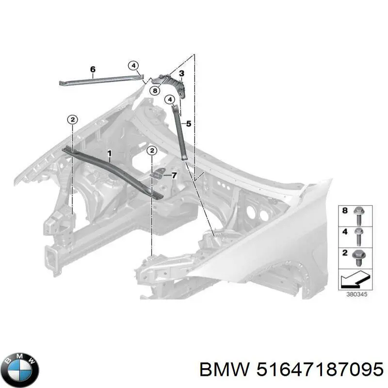 51647187095 BMW Reforçador inferior de suporte do radiador