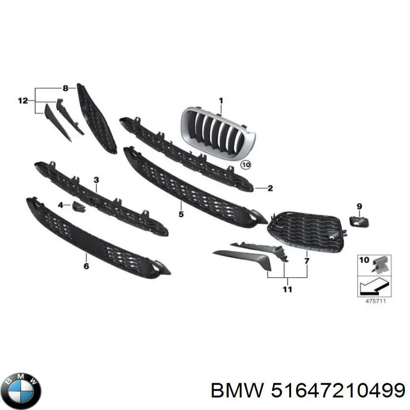 Compre 7210499 BMW Suporte esquerdo do radiador (painel de montagem de fixação das luzes)