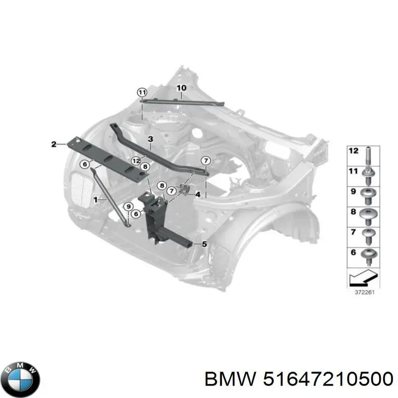 Suporte direito do radiador (painel de montagem de fixação das luzes) BMW 7210500 preço, a partir de 164,12 USD
