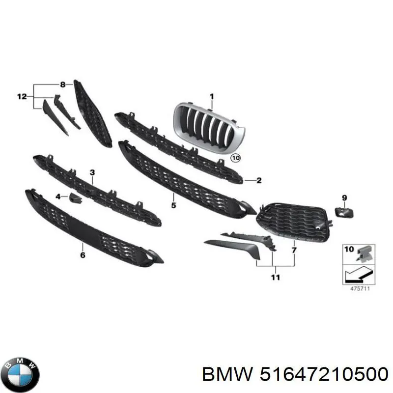 Suporte direito do radiador (painel de montagem de fixação das luzes) BMW 51647210500 preço, a partir de 154,80 USD