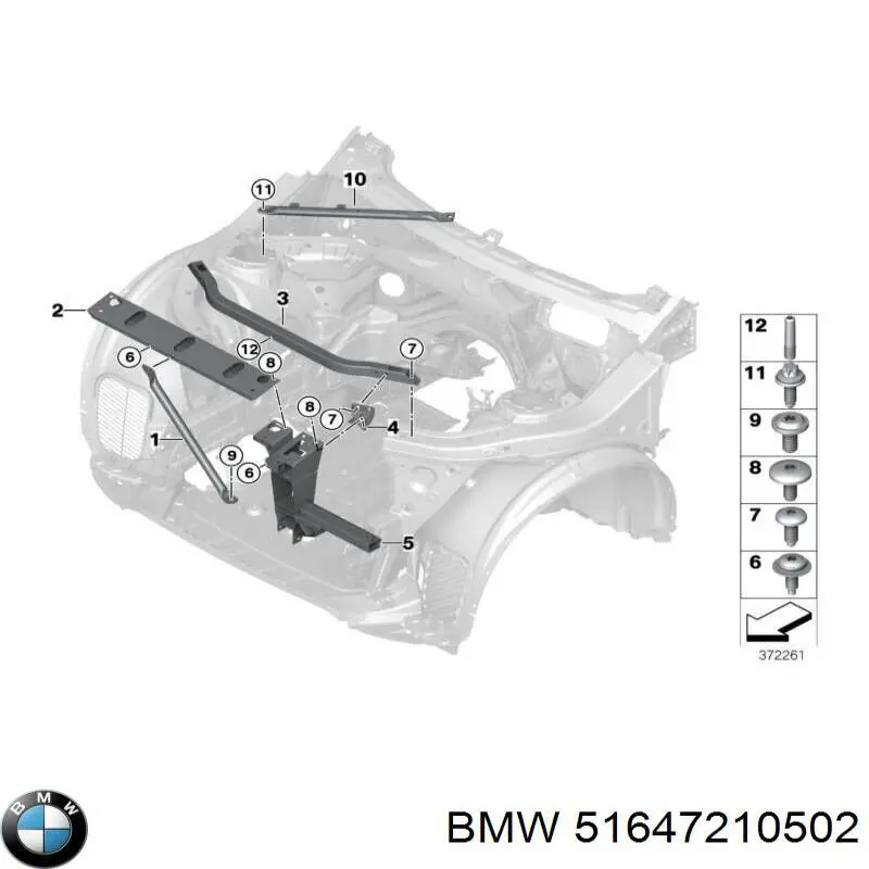 51647210502 BMW Consola de suporte do radiador superior