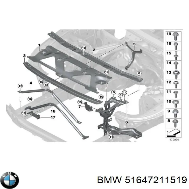51647211519 BMW Consola do pára-choque dianteiro esquerdo