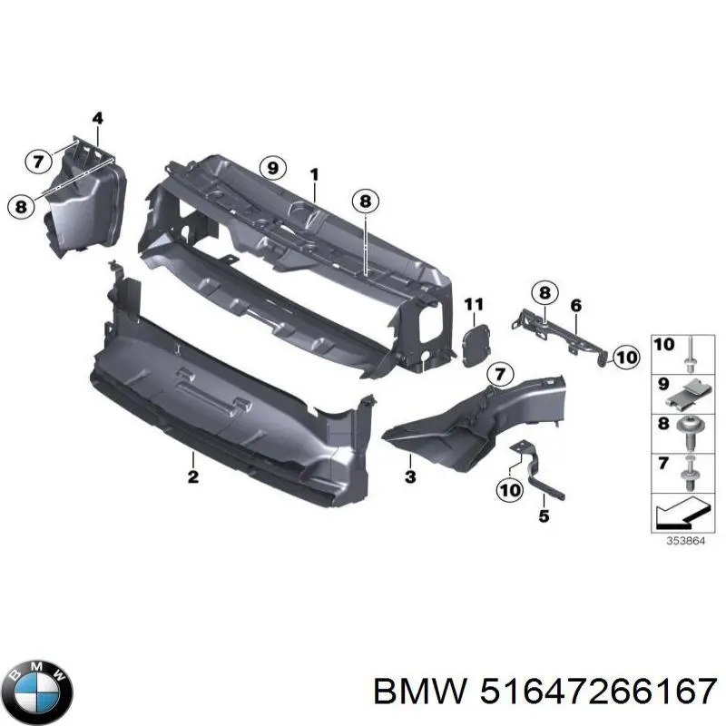 51647266167 BMW Consola superior esquerda do radiador