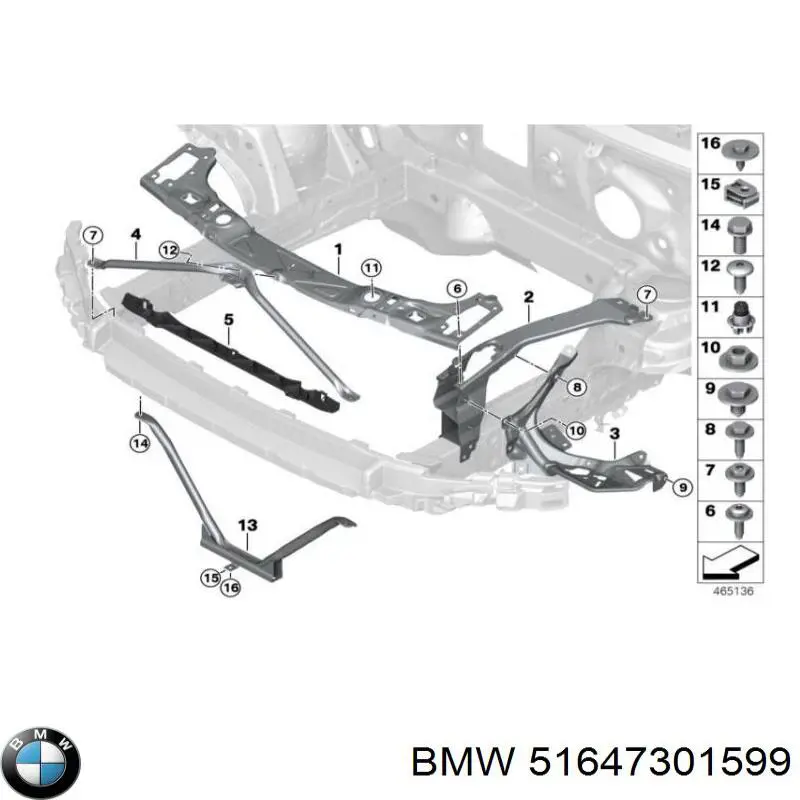 51647301599 BMW Consola (adaptador) de fixação da luz dianteira esquerda