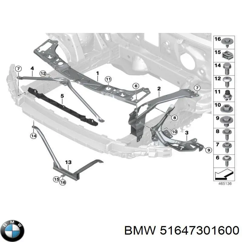 51647301600 BMW Consola (adaptador) de fixação da luz dianteira direita