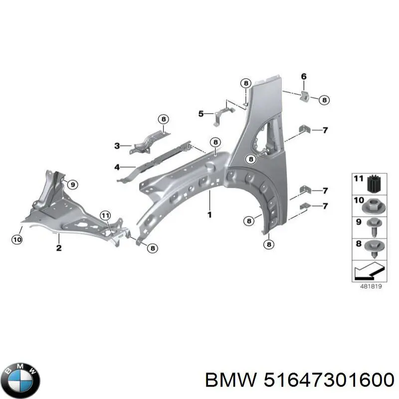 Consola (adaptador) de fixação da luz dianteira direita BMW 51647301600 preço, a partir de 68,53 USD