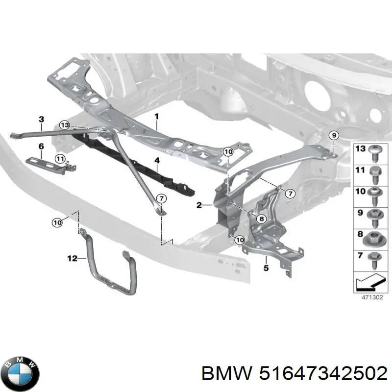 51647342502 BMW Consola (adaptador) de fixação da luz dianteira direita