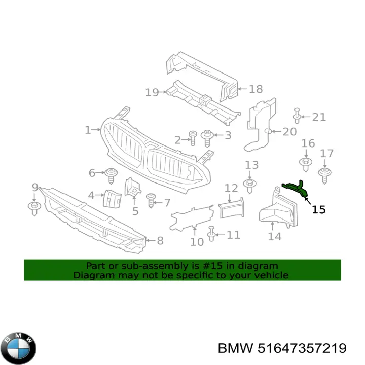 51647357219 BMW Consola do radiador esquerdo