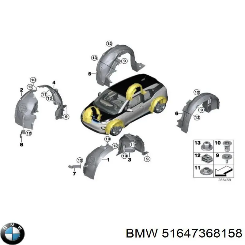 51647368158 BMW Consola superior de fixação do pára-lama dianteiro direito