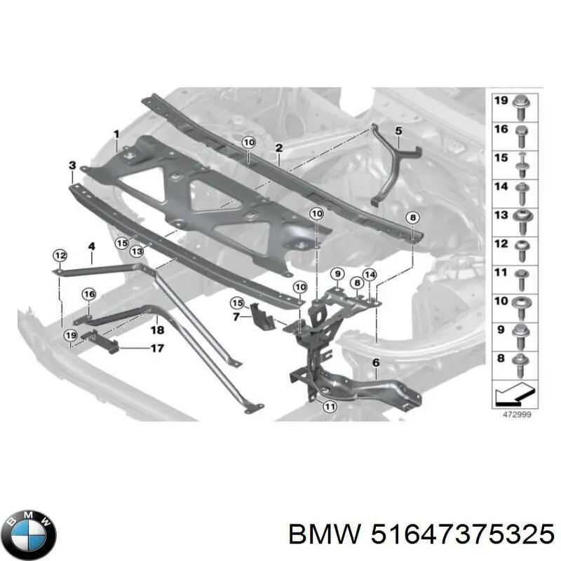 51647375325 BMW Consola (adaptador) de fixação da luz dianteira esquerda