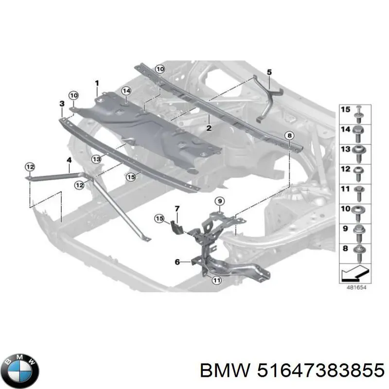 Placa sobreposta superior do painel dianteiro (de suporte do radiador) BMW 51647383855 preço, a partir de 112,13 USD