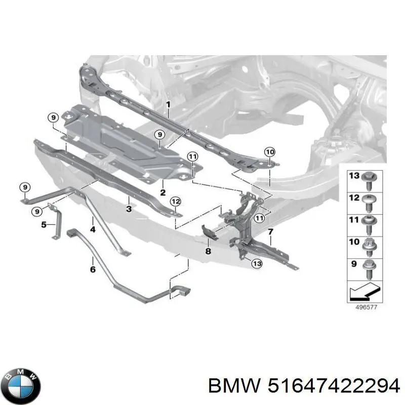 51647422294 BMW Consola (adaptador) de fixação da luz dianteira direita
