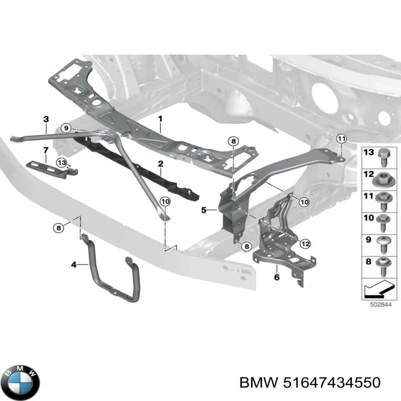 Tabique da seção de motor BMW 51647434550 preço, a partir de 124,50 USD