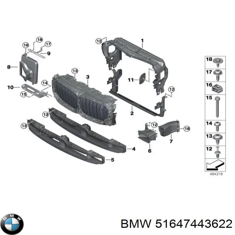 51647443622 BMW Consola inferior do radiador