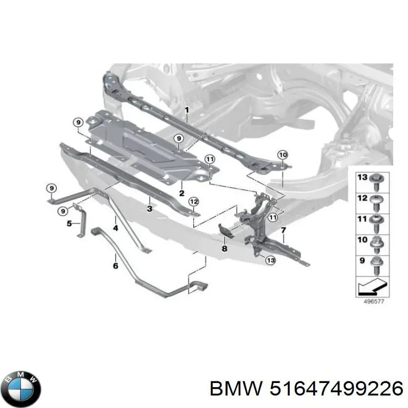 51647499226 BMW Reforçador dianteiro de longarina