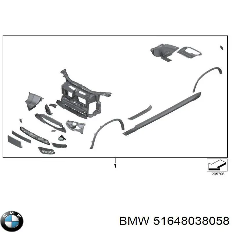 51648038058 BMW Suporte do radiador montado (painel de montagem de fixação das luzes)