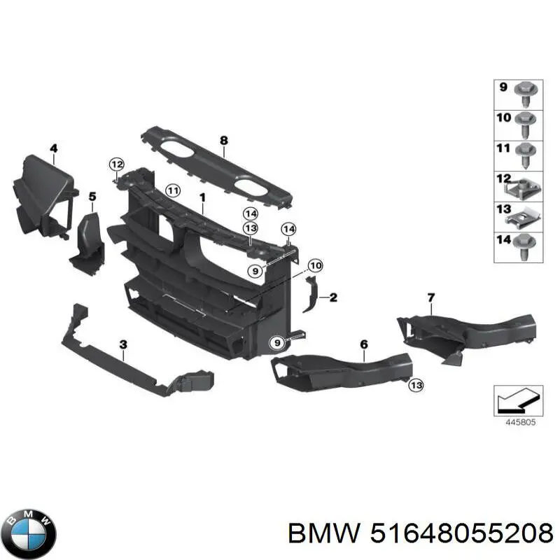 51648055208 BMW Conduto de ar (defletor) do radiador
